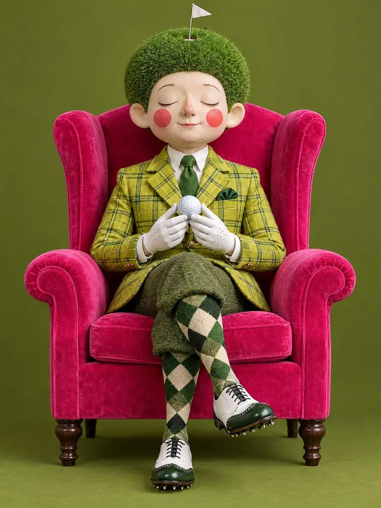 Le Petit Lord, tableau de golf surréaliste de Daniel Pelcat, série Portraits colorés