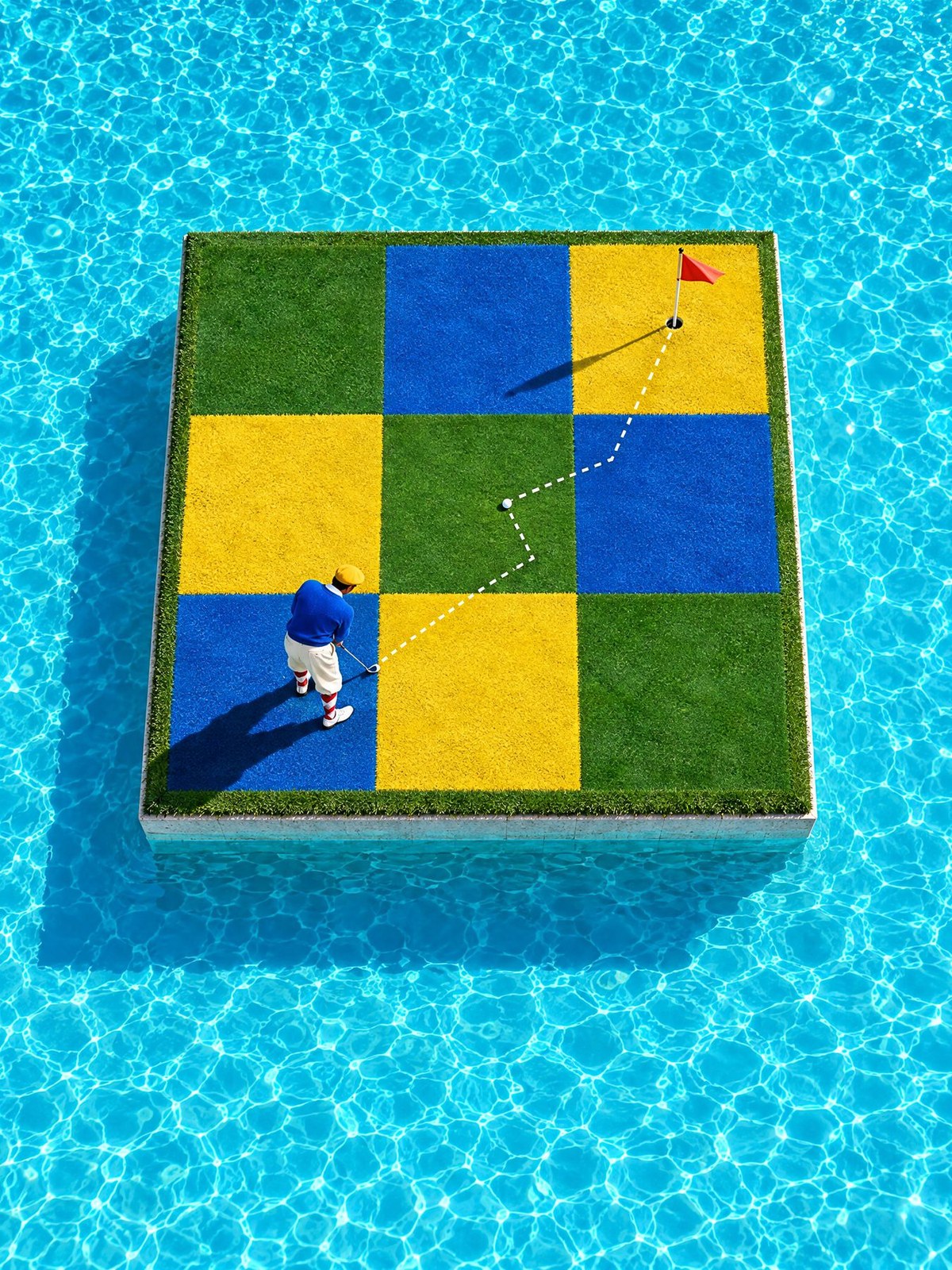 Damier bleu, œuvre de Daniel Pelcat, série Mirages