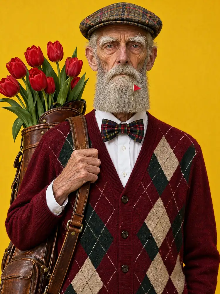 Les Tulipes, tableau de golf surréaliste de Daniel Pelcat, série Portraits colorés