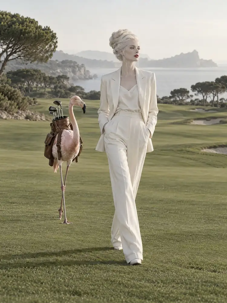 Promenade, tableau de golf surréaliste de Daniel Pelcat, série La Muse