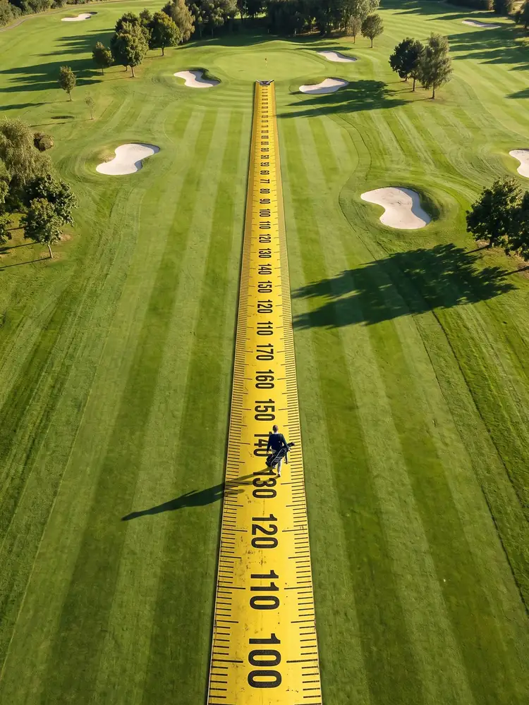 Le Mètre, tableau de golf surréaliste de Daniel Pelcat, série Minimalistes