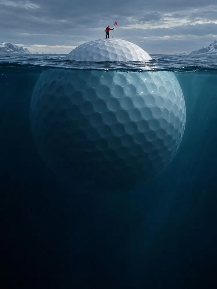 L'Iceberg, tableau de golf surréaliste de Daniel Pelcat, série Minimalistes