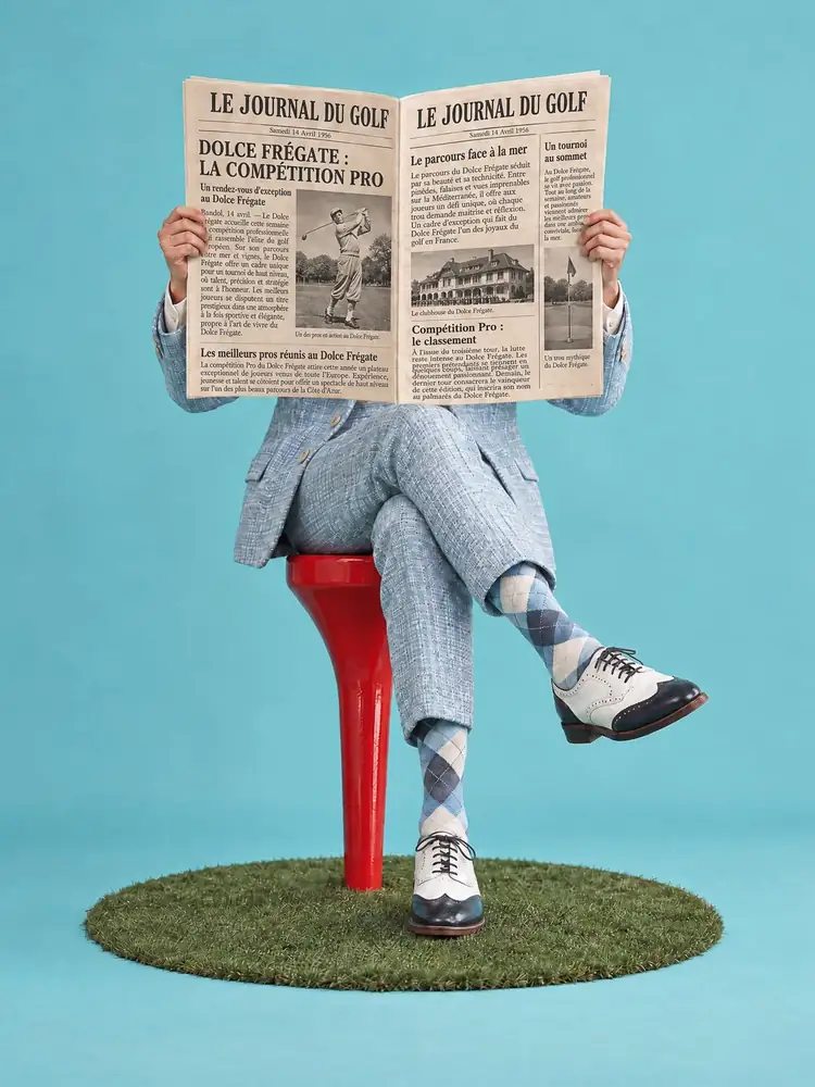 Le Journal, tableau de golf surréaliste de Daniel Pelcat, série Portraits colorés