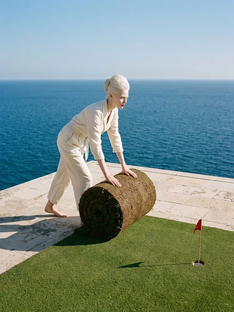 Le Rouleau, tableau de golf surréaliste de Daniel Pelcat, série La Muse