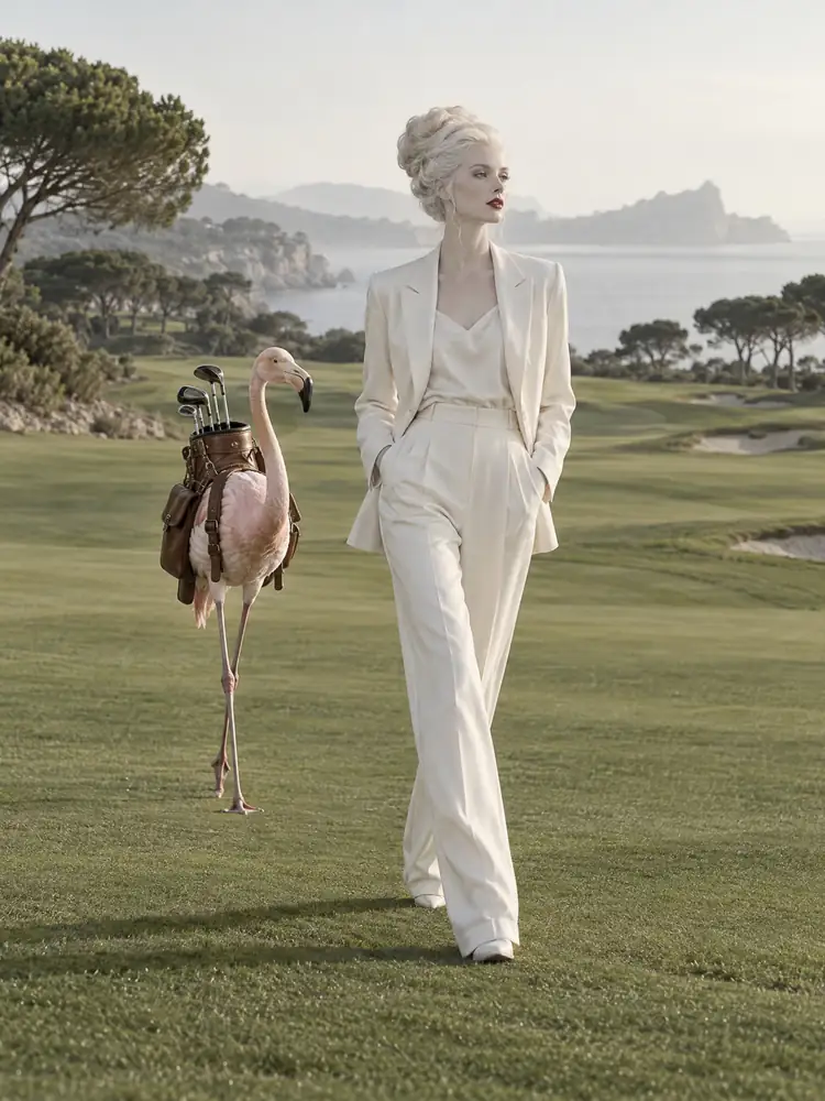 Le Porteur, tableau de golf surréaliste de Daniel Pelcat, série La Muse
