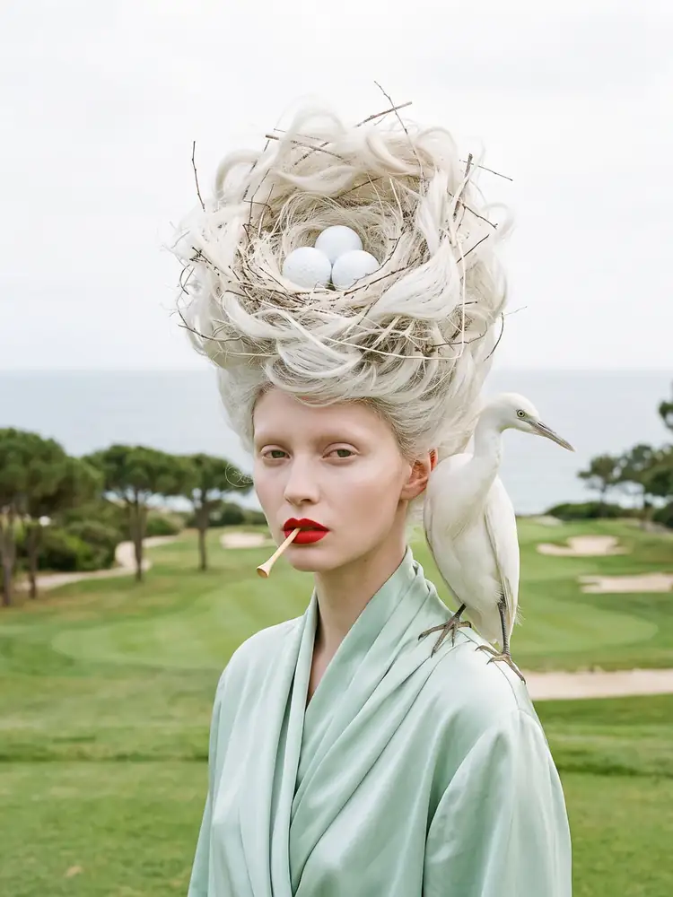 La Couvée, tableau de golf surréaliste de Daniel Pelcat, série La Muse