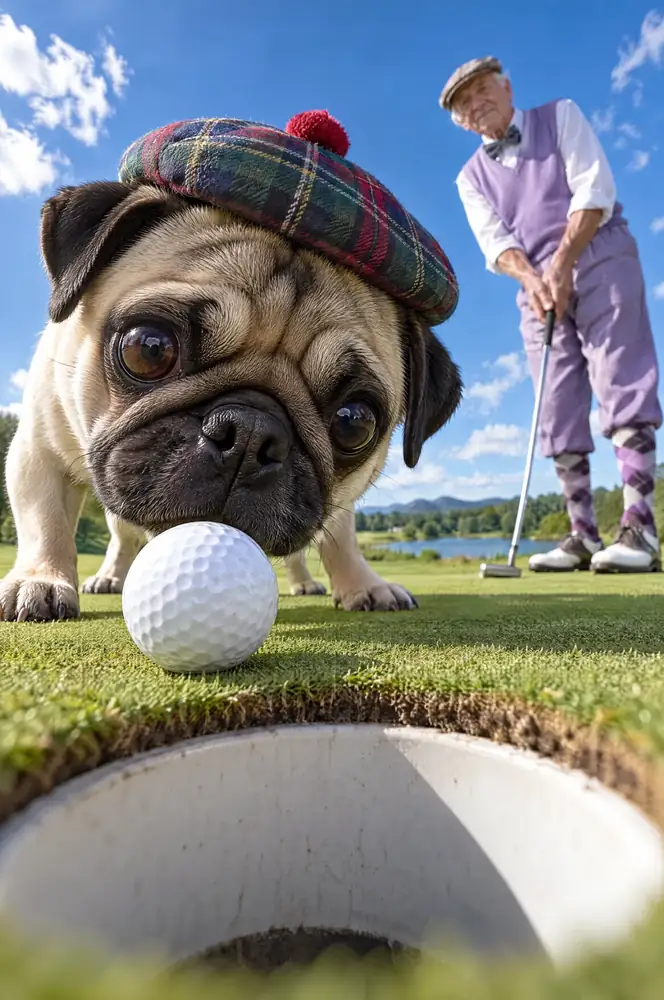 Le Flair, tableau de golf surréaliste de Daniel Pelcat, série Portraits colorés