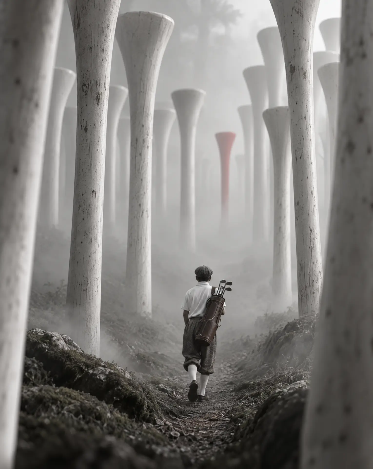 La Forêt de tees, œuvre de Daniel Pelcat, série Mirages